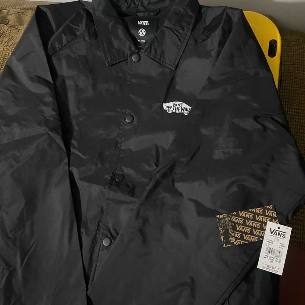 Vans Men's Black Windbreaker Jacket Size XLarge